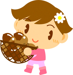 ドングリの入った籠を運ぶ女の子イラスト