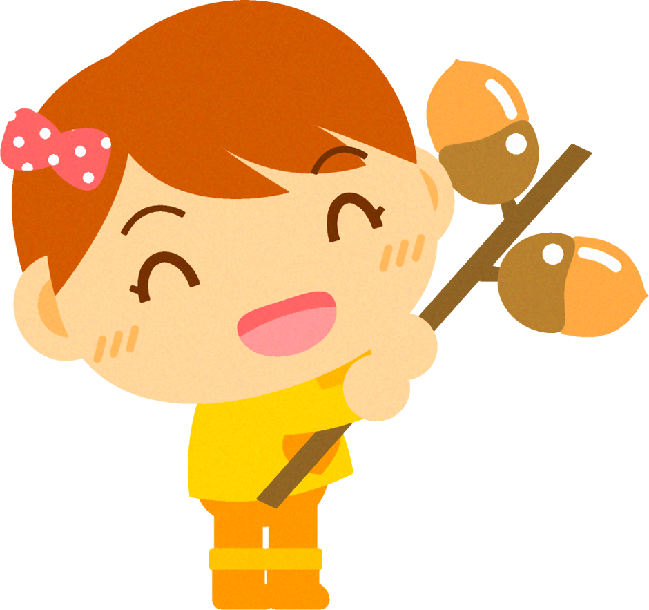 ドングリを持った女の子イラスト
