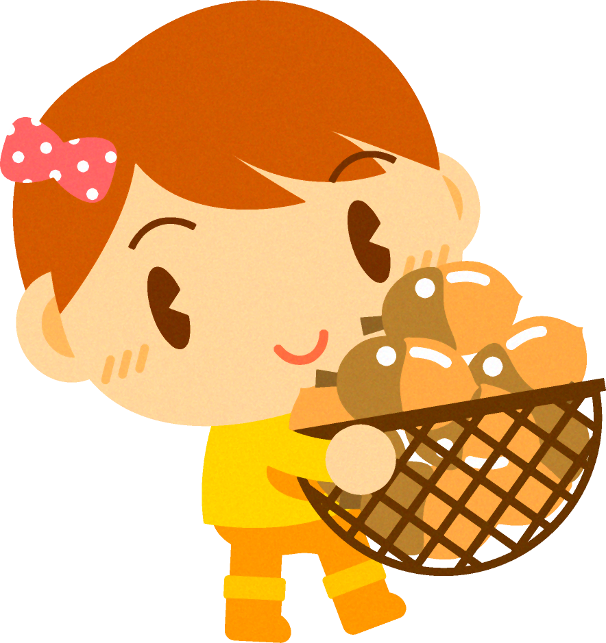 ドングリを籠に入れて運ぶ女の子イラスト