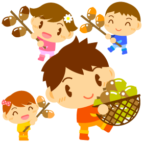 ドングリと子供イラスト