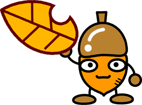 落ち葉を持ったどんぐりのイラスト2