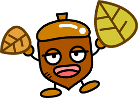 落ち葉を持ったどんぐりのイラスト4