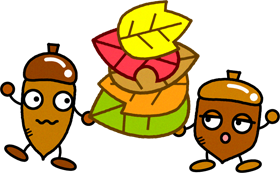 落ち葉を運ぶどんぐりのイラスト