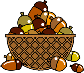籠に入れたどんぐりのイラスト
