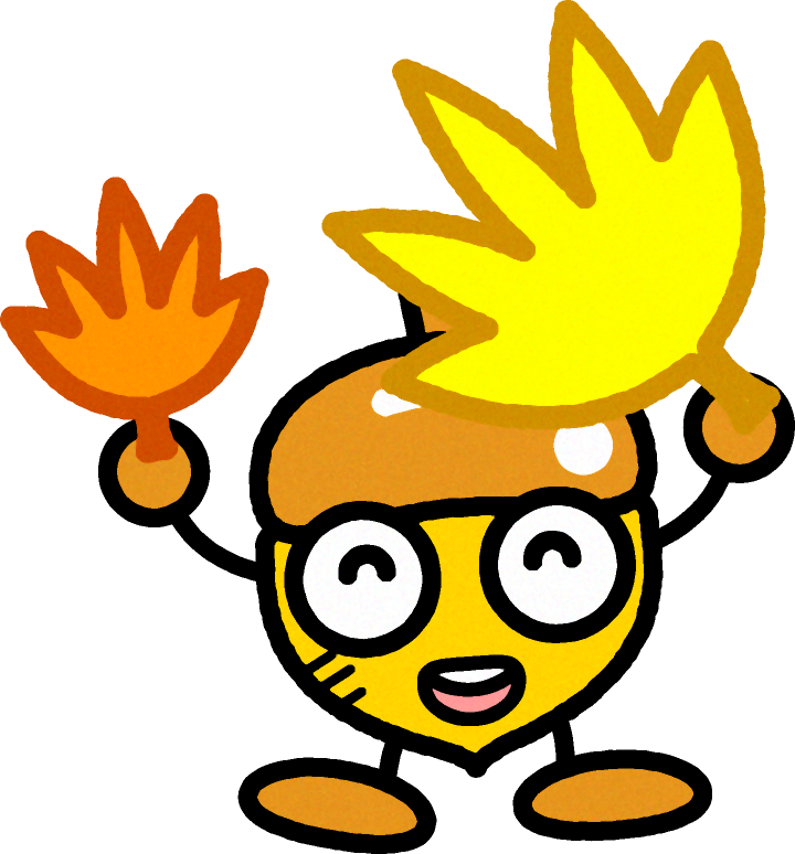 紅葉を持った、どんぐりのイラスト3