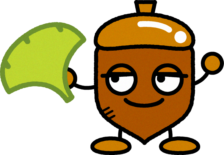 銀杏を持った、どんぐりのイラスト4