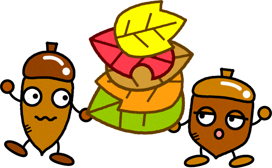 落ち葉を運ぶどんぐりのイラスト