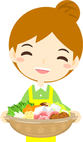 寄せ鍋を持つイラスト/女の人