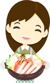 カニ鍋を持つ女性イラスト