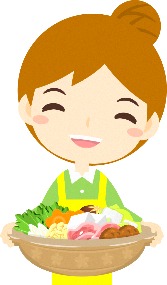 寄せ鍋を持つイラスト/女の人