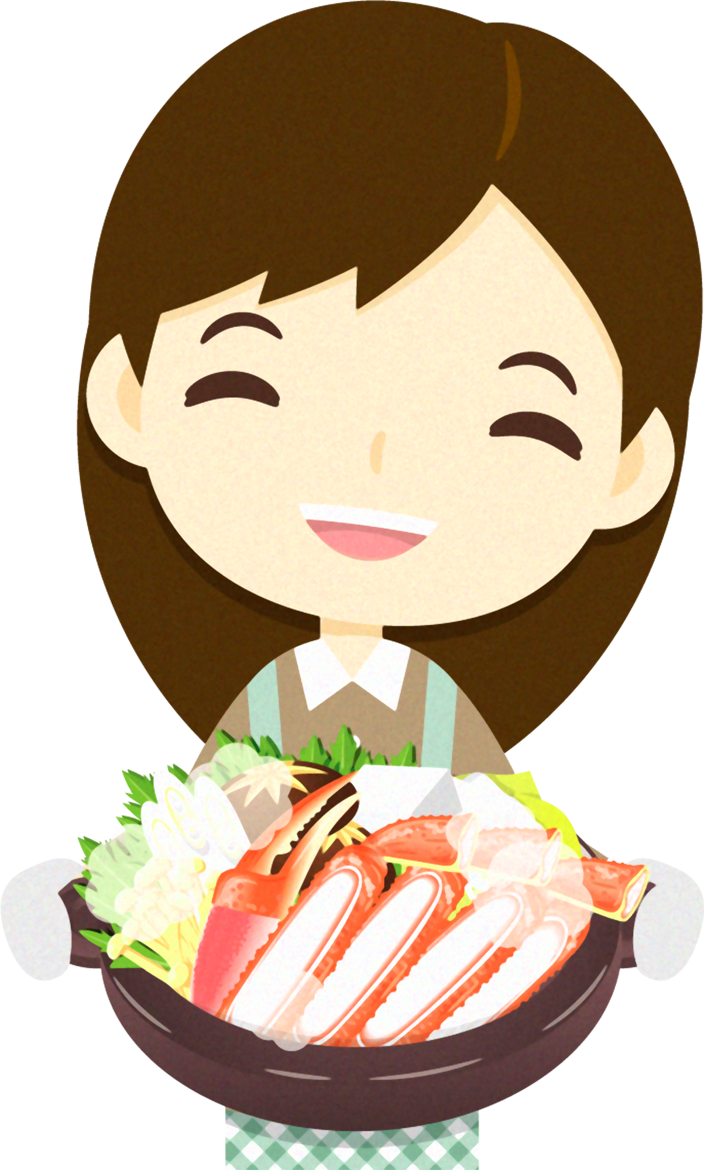 カニ鍋を持つイラスト/女の人