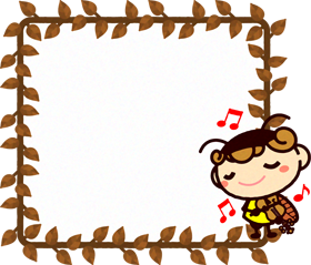 秋のフレームイラスト/かわいいコウロギ