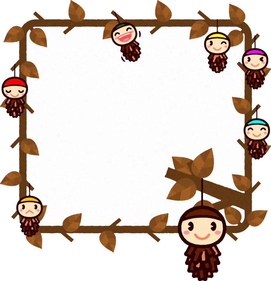 秋のフレームイラスト/かわいいみの虫