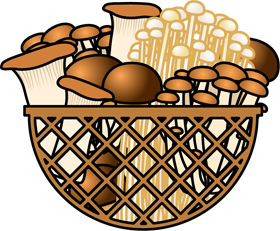 籠に入った茸のイラスト