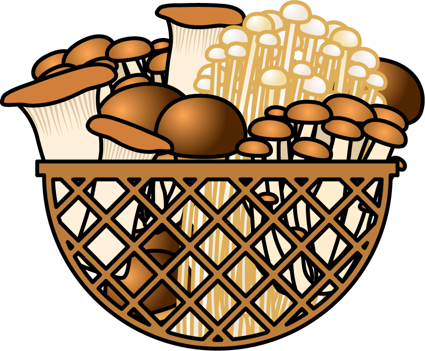 籠に入った茸のイラスト
