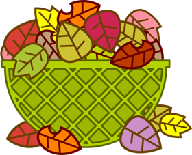 籠に入った落ち葉イラスト