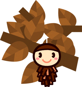 木からぶら下がるミノムシのイラスト