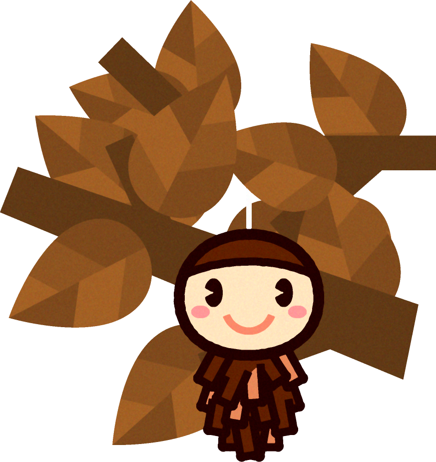 木からぶら下がるミノムシのイラスト