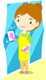 窓ふきをする女性イラスト