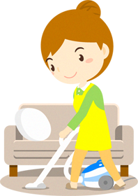 掃除機をかける女性イラスト