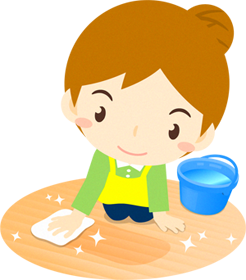 床拭きをする女性イラスト