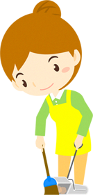 ゴミを掃く女性イラスト