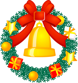 ベルとクリスマスリーフのイラスト