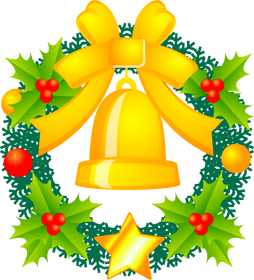 ベルとクリスマスリーフのイラスト/柊