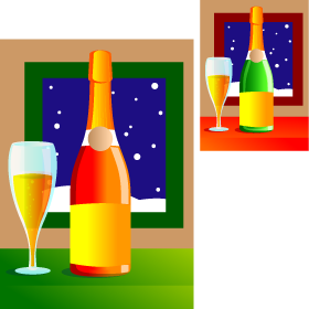 シャンパンと雪イラスト