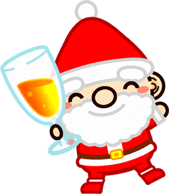 シャンパン入りグラスを持つサンタクロースのイラスト