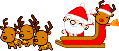 ソリでやって来たサンタクロースのイラスト