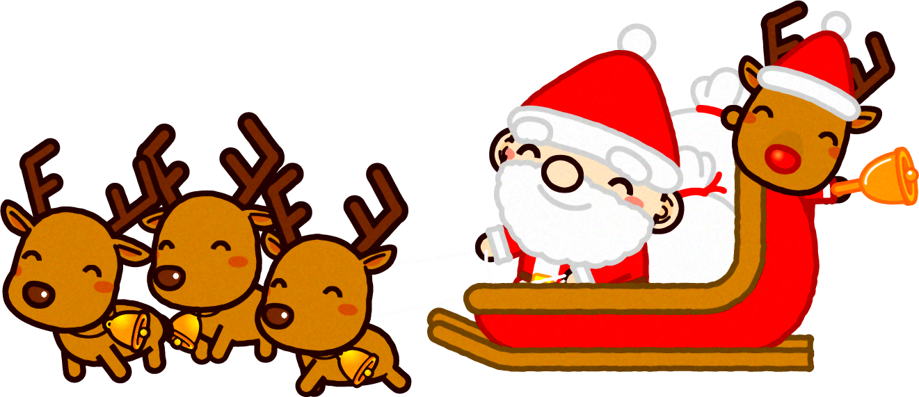 ソリでやって来たサンタクロースのイラスト