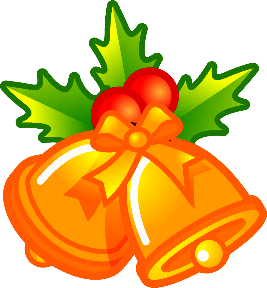 ベルとクリスマスリーフのイラスト