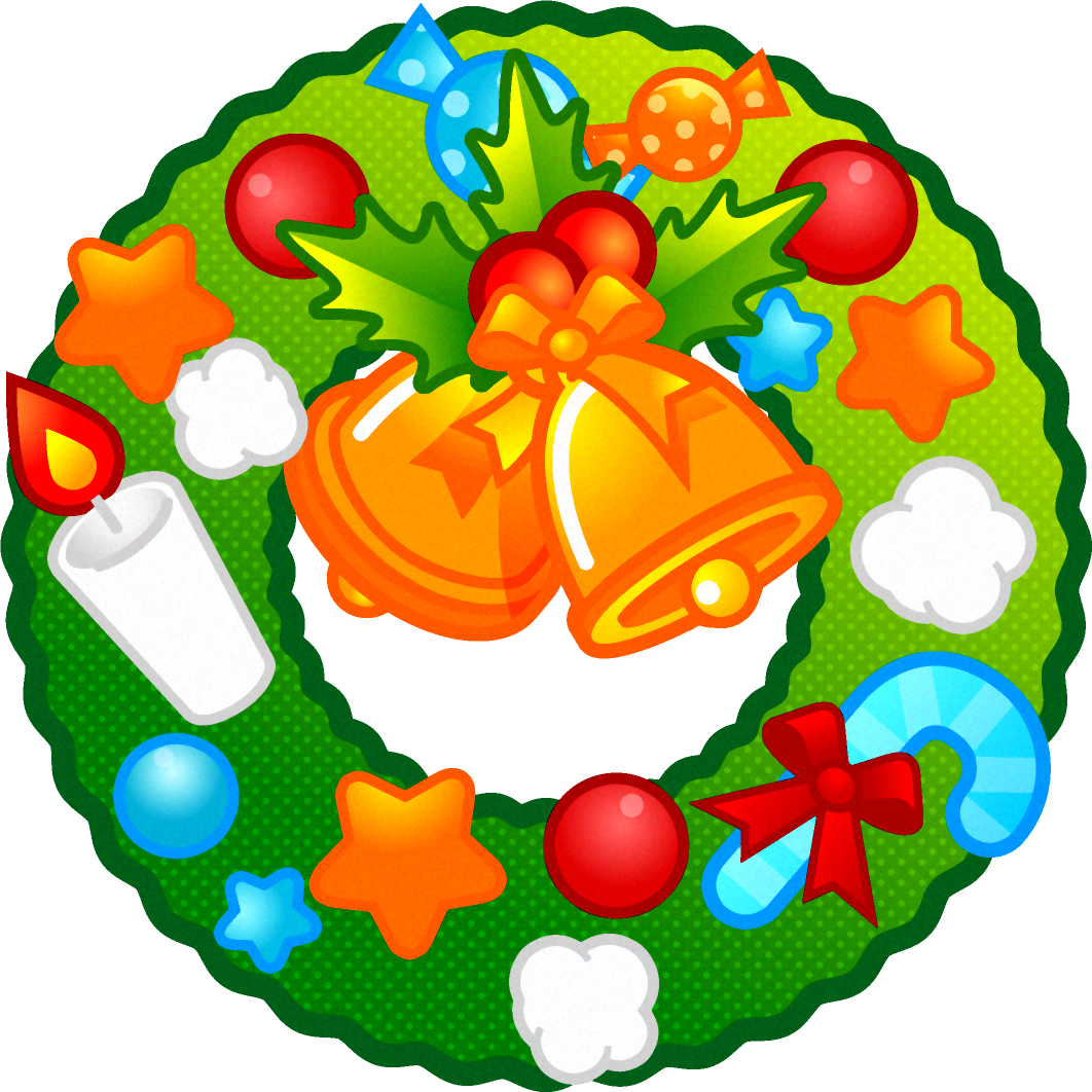 ベルとクリスマスリーフのイラスト