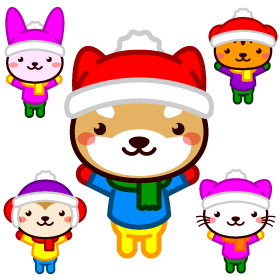 動物と冬イラスト