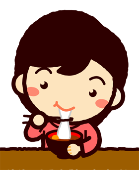 雑煮を食べる子供のイラスト/女の子