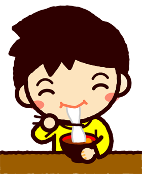 雑煮を食べる子供のイラスト/男の子