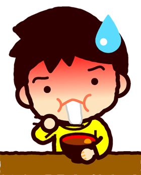 おしるこを食べる子供のイラスト/男の子_異変