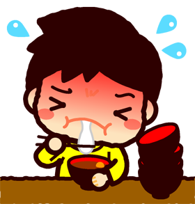 おしるこを食べる子供のイラスト/男の子_限界