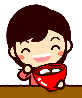 ぜんざいを食べる子供のイラスト/女の子