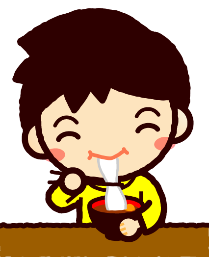 雑煮を食べる子供のイラスト/男の子