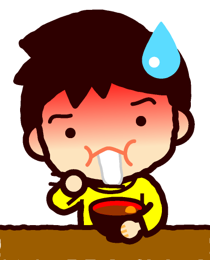 おしるこを食べる子供のイラスト/男の子_異変