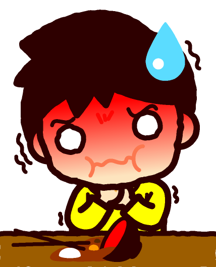 おしるこを食べる子供のイラスト/男の子_息ができない