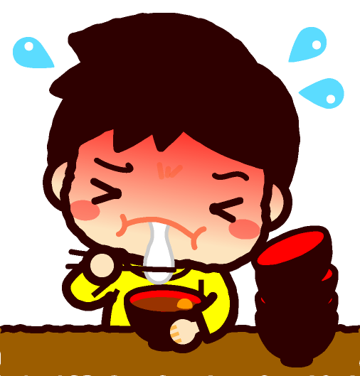 おしるこを食べる子供のイラスト/男の子_限界