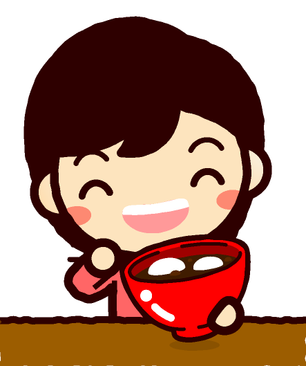 ぜんざいを食べる子供のイラスト/女の子