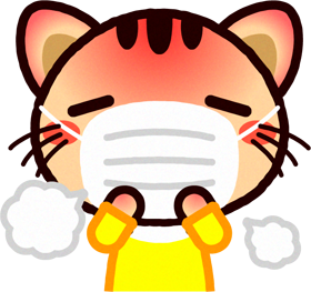 風邪をひいたトラネコのイラスト