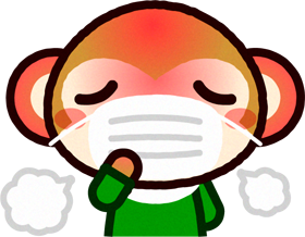 風邪をひいた猿のイラスト