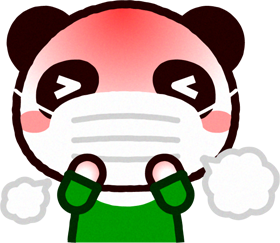 風邪をひいたパンダのイラスト