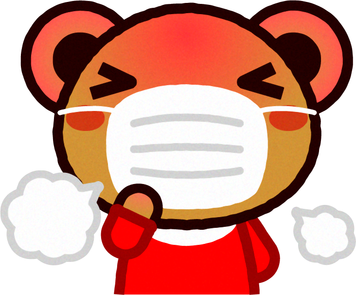 風邪をひいたクマのイラスト