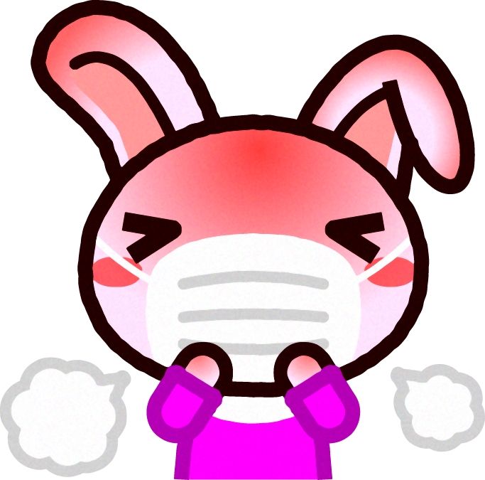 風邪をひいたウサギのイラスト